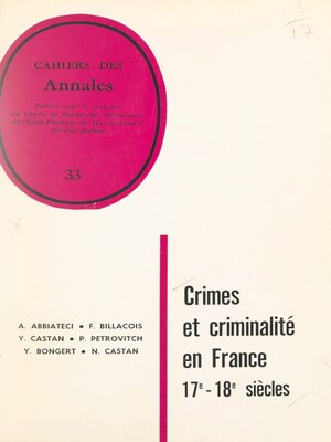 cover image of Crimes et criminalité en France sous l'Ancien régime